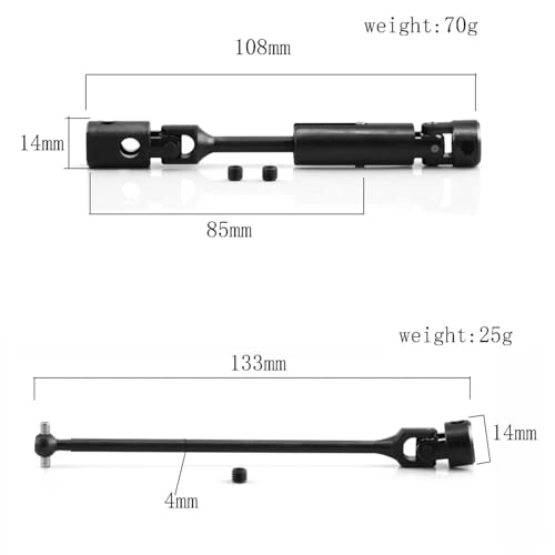 RC Vehicles Parts for 1/8 for Kyosho for USA-1 for Foxx RC for Monster Truck Upgrade Parts Metal Front and Rear Center Drive Shaft CVD Driveshaft MA357 MA358(1 Set (2pcs)) - size: 1 Set (2pcs)