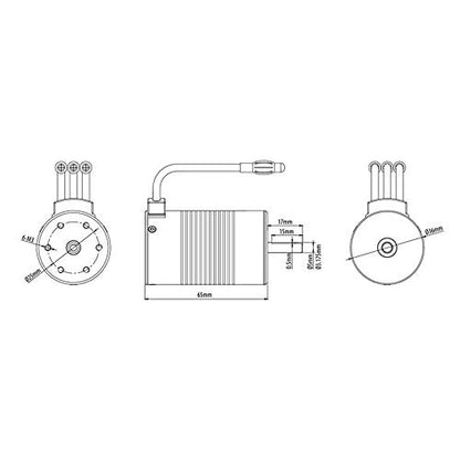3665 4-Pole Waterproof Brushless Sensorless Motor for RC Car, Truck 3100KV, 2Y