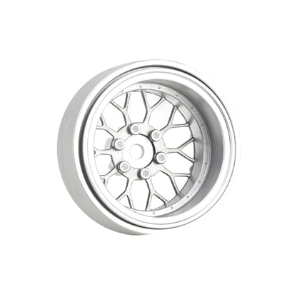 4PCS Grade 5 Titanium Wheel Face Aluminum 1.3 Inch Wheels Hubs for 1/24 Axial SCX24 FCX24 1/18 TRX4M Redcat Ascent-18 Upgrade Parts - color: Silver