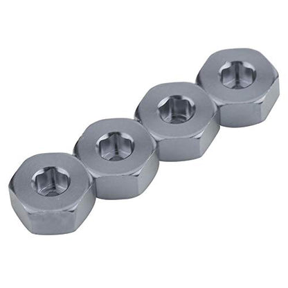 RC Car Hex Hub Adapter, 4 Pcs Aluminium Alloy 6mm to 12mm Wheel Hex Hub Adapter for WPL 1634 RC Truck RC Spare Part Accessory (Gray)