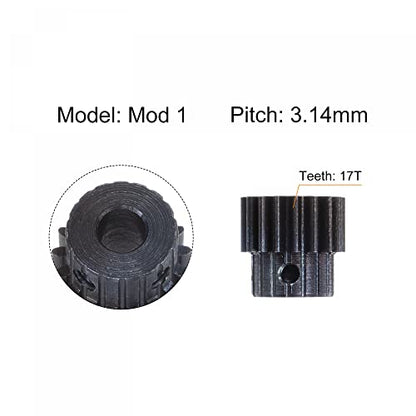 uxcell 1Mod 17T Pinion Gear 6mm Bore Hardened Steel Motor Rack Spur Gear with Step for RC Car Truck Buggy Gear Drive, 2 Set