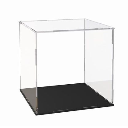 Acrylic Display Case for Collectibles and Toys, Versatile Clear Acrylic Display Box with Black Base for DIY Dollhouse and Tiny House, 10x8x9-inch - size: 10"L x 8"W x 9"H