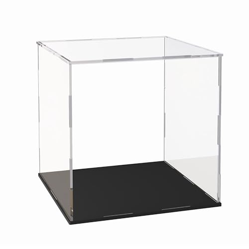 Acrylic Display Case for Collectibles and Toys, Versatile Clear Acrylic Display Box with Black Base for DIY Dollhouse and Tiny House, 10x8x9-inch - size: 10"L x 8"W x 9"H