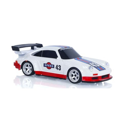 1/43 High Speed 2.4 GHz Mini RC Drift Car with 4 Wheel Drive Motor ESC Servo Motor Lighting Battery Charging Cable Gyroscope Hobby Grade Model for Birthday Gift - color: Blue, White and Red