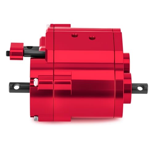 Dual Speed Transfer Case Gearbox Transmission Box for Axial SCX10 RC4WD D90 1/10 RC Crawler Car Upgrade Parts (Red) - color: Red