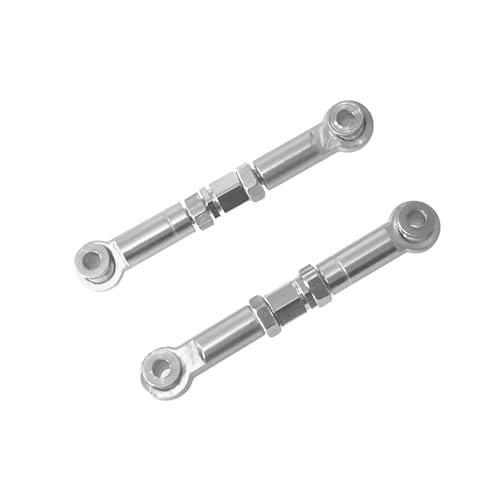Aluminum Adjustable Steering Tie Rods Turnbuckles Linkages for MJX for HG 14209 14210 H14BM 1/14 RC Car Upgrade Parts (Silver) - color: Silver