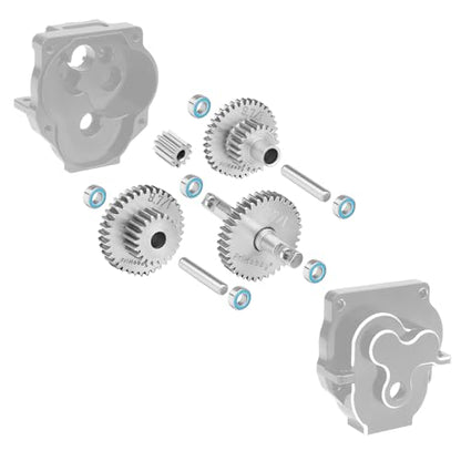 9.7:1 Stainless Steel Overdrive Transmission Gear for TRX4M Stock Speed Gears Pinion Set Replacement 1/18 RC Crawler Car - size: 9.7:1