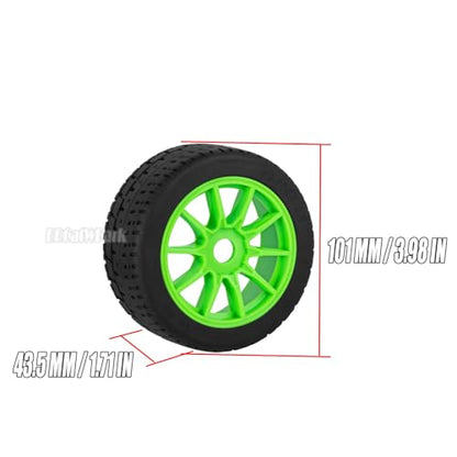 RC Highway Tires Wheel for 1/8 Typhon 6s BLX,1/7 Infraction 6S BLX/Limitless,RC Drift Off Road Buggy Rally Truck Wheels and Tires,4PCS RC High Speed Wheel Highway Rubber Tires,Green - color: Green - (4pcs High Speed Wheel)