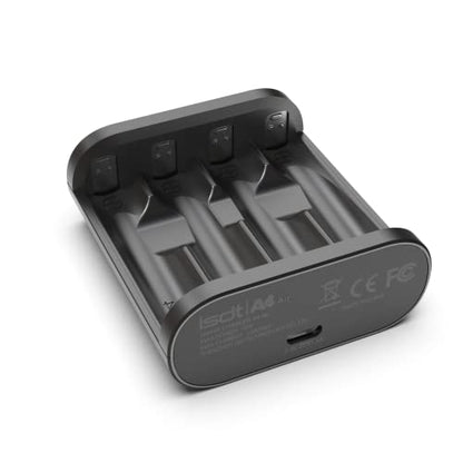 ISDT A4 Air Smart Battery Charger AA AAA 4 Bay Portable Charger with USB C Port Fast Charging for NiMH NiCd Lithium Rechargeable Batteries with Bluetooth APP Connection (Black) - size: 4 Slot