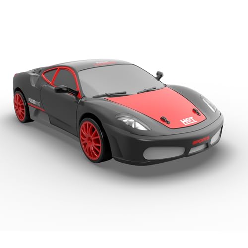 Remote Control Car RC Drift Car 2.4GHz 1:24 Scale 4WD High Speed RC Cars Vehicle with LED Lights Drifting Tires Racing Sport Toy Cars for Adults Boys Girls Kids Gift - color: Black