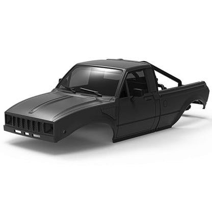 SCX24 Body, 1/24 Pickup Hard Body Shell with Bed Rack, RC Truck Body for Axial SCX24 C10 Bronco Wrangler Base Camp 4Runner, Scale RC Crawler Accessories (Black) - color: Black