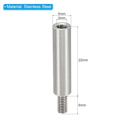 PATIKIL 24pcs M3 Standoffs, M3 22+6mm Spacer Standoffs Steel Threaded Standoffs Screws Kit 3mm ID 5mm OD Metric Male Female Thread Adapters for Circuit Board PCB RC Drones Motherboard - size: 22+6mm L