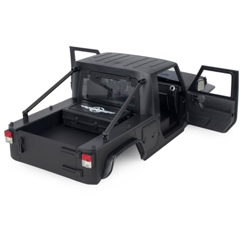 313mm Wheelbase Hard Plastic Pickup Body Shell Unassembled Kit for 1/10 RC Crawler Car Axial SCX10 90046 Jeep Wrangler (Black) - color: Black