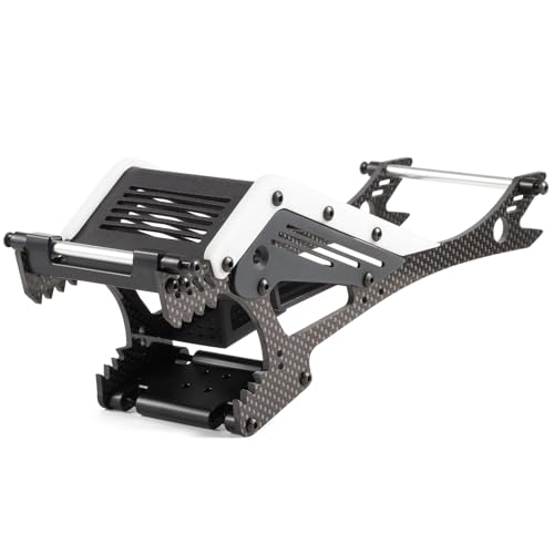 Wolf-Head Carbon Fiber LCG Chassis Kit, Black Rails | With 3D Printed Panels Electronics Tray, Forward Angled Delrin Skid Plate, for 1/10 RC Crawler 1.9S Cheater Rigs Comp Builds - color: Black Kit
