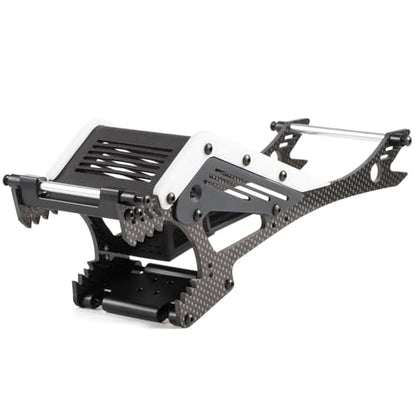 Wolf-Head Carbon Fiber LCG Chassis Kit, Black Rails | With 3D Printed Panels Electronics Tray, Forward Angled Delrin Skid Plate, for 1/10 RC Crawler 1.9S Cheater Rigs Comp Builds - color: Black Kit