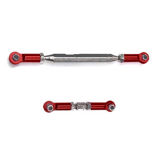 RC Car Rod Linkage Compatible with MN D90 D99 FJ-45 1/12 RC Car Crawler Metal Adjustable Steering Linkage Servo Link Pull Rod Turnbuckle(Red) - color: Red