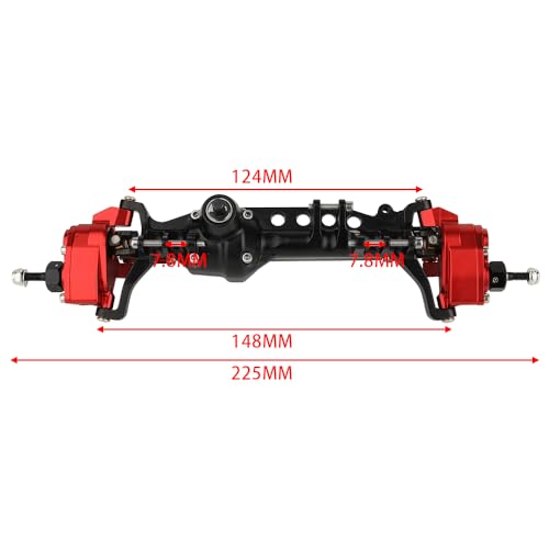 CNC Metal Front and Rear Portal Axles for 1/10 RC Crawler Car Axial SCX10 III AXI03006 AXI03007 Wrangler JL AR45 Axle Upgrade Part (red) - color: Red