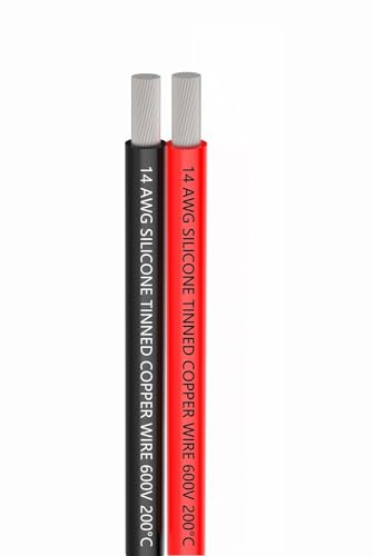 TUOFENG 14 AWG Silicone Electrical Wire, 30 Feet | 15 ft Black and 15 ft Red, 2 Conductor Parallel Wire, Soft and Flexible, Tinned Copper Wire, Insulated Stranded Wire - size: 14 AWG 2 parallel wire 15ft