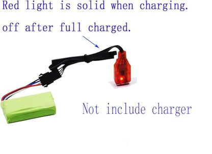 Blomiky 2 Pack 7.4V 2S 600mAh Li-ion Rechargerable Battery with SM-4P Plug and Charger Cable Compatible with Some Water Ball Blasters and DE85 RC Cars/JF-71A Battery