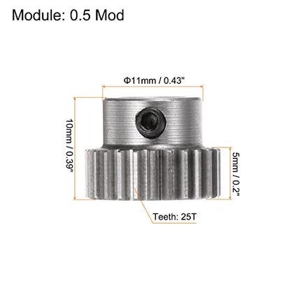 HARFINGTON Pinion Gear 5mm Bore 25T Mod 0.5 Stainless Steel Spur Diff Differential Motor Gear RC Car Replacement Parts - style: 25T