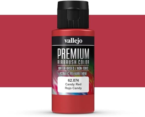 Vallejo - Premium Color RC Candy Red 2.02 Fl.Oz. (60 ml) for Airbrushing, Acrylic-Polyurethane Hybrid Resin of Great Resistance Paint for Model and Hobby Use - style: Candy Red