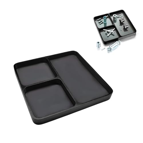 Magnetic Parts Tray, Aluminium Alloy RC Screws Organizer with Magnetic Pad, Automotive Small Tool Tray Electronic Repair Screws Holder for Sockets Bolts Pins, Car Accessories (Black) - color: Black