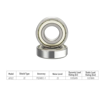 693ZZ 20 PCS Miniature Deep Groove Ball Bearing 3×8×4mm Double Metal Shielded Ball Bearing Chrome Steel P0 Z2 Bearing for Industrial Machine,Power Tools and Mechanical Equipment - size: 693ZZ Size 3×8×4mm
