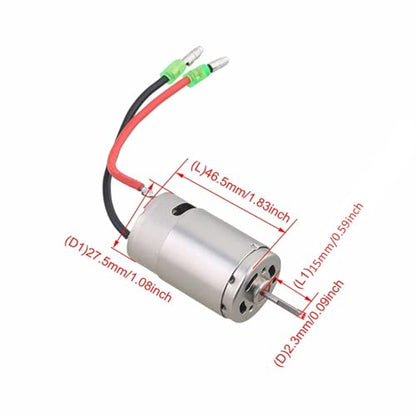 HERCHR 390 Brushed Motor, Waterproof Motor for 1/16 1/18 RC Cralwer Car 21000RPM High Torque Low Noise Stainless Steel RC Motor Replacement, Shaft 2.3mm/0.09in