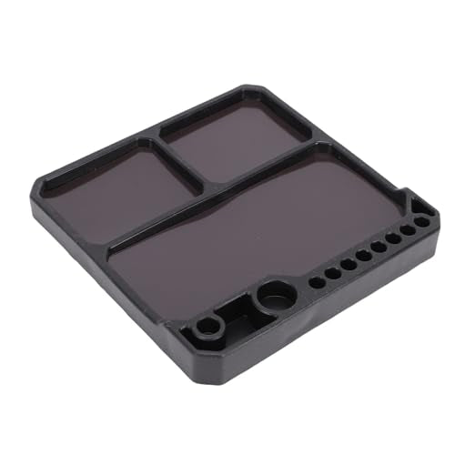 Silicone Tool Tray, Non Slip Parts Organizer with Magnetic Screw Holder, Divided Compartments for 1 10 RC Crawler Car Repair, Model Builders and Electronics Work