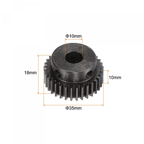 uxcell 1Mod 33T Pinion Gear 10mm Bore Hardened Steel Motor Rack Spur Gear with Step for RC Car Truck Buggy Gear Drive