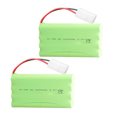 2Pcs 9.6V 2400mAh NI-MH Battery Pack RC Replacement Rechargeable Battery Pack Built-in AA * 8 Cell for Toys,Drone,Remote Control Car Accessory