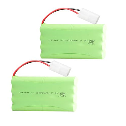 2Pcs 9.6V 2400mAh NI-MH Battery Pack RC Replacement Rechargeable Battery Pack Built-in AA * 8 Cell for Toys,Drone,Remote Control Car Accessory