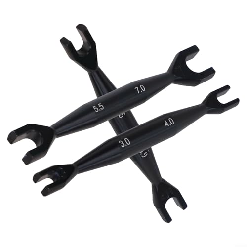Rc Car Wrench Set, Aluminum Open End Spanner, Double End Tool Kit, 1/10 Rc Crawler Wrench, 3Mm 4Mm 5Mm Nut Driver, Axial Scx10 Tools, Hobby Repair Hand Tools(black) - color: Black