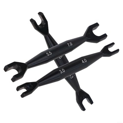 Rc Car Wrench Set, Aluminum Open End Spanner, Double End Tool Kit, 1/10 Rc Crawler Wrench, 3Mm 4Mm 5Mm Nut Driver, Axial Scx10 Tools, Hobby Repair Hand Tools(black) - color: Black