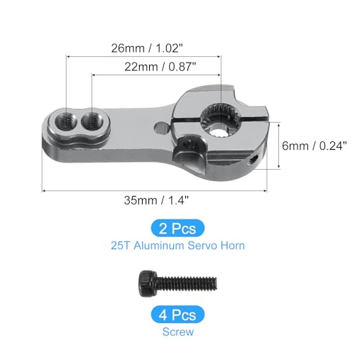 MECCANIXITY Aluminum Alloy 25T Steering Servo Arm Horn Deep Grey for DIY RC Car/Boat/Airplane Boat Accessories 2 Pcs - color: Deep Grey
