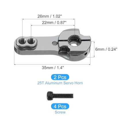 MECCANIXITY Aluminum Alloy 25T Steering Servo Arm Horn Deep Grey for DIY RC Car/Boat/Airplane Boat Accessories 2 Pcs - color: Deep Grey