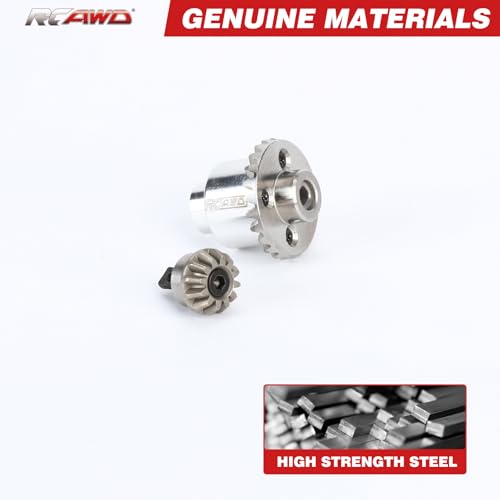 RCAWD Full-Metal Differential Assembly with Drive Gear for 1/18 1/24 Scx24 FMS Fcx18 Fcx24 Rc Crawler Car Upgrade Parts Silver - color: Silver