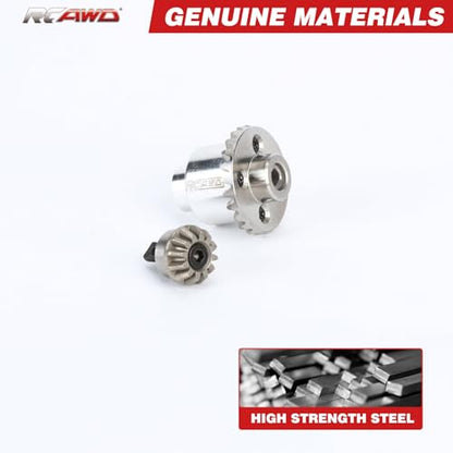 RCAWD Full-Metal Differential Assembly with Drive Gear for 1/18 1/24 Scx24 FMS Fcx18 Fcx24 Rc Crawler Car Upgrade Parts Silver - color: Silver