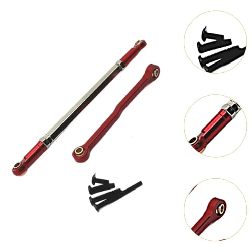 Compatible with MN82 1/12 Scale Vehicles Trucks RC Car Steering Pull Rod Link Linkage Set Upgrade Parts RC Car Push Rods Linkage Rod End Linkage - color: Red