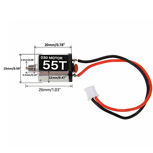RC Car Motor, Metal Brush Motor Low Noise Lightweight 030 55T Brushed Motor with 11T Gear Compattible with SCX24 1/24