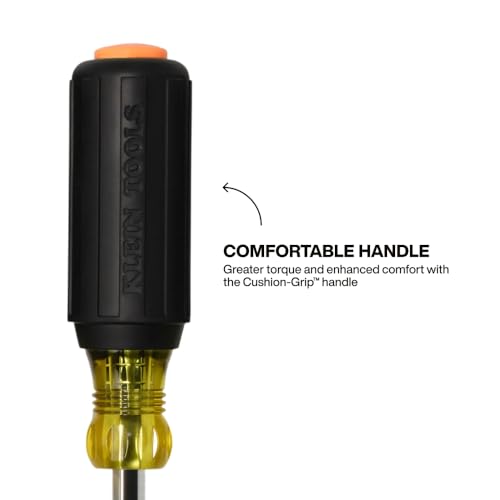 Klein Tools 65412M Metric Color-Coded Nut Driver, Hollow-Shaft, Heavy-Duty 12 mm Hex, Pass-Through Design, 6-Point Socket, and Cushion-Grip Handle - size: 12mm