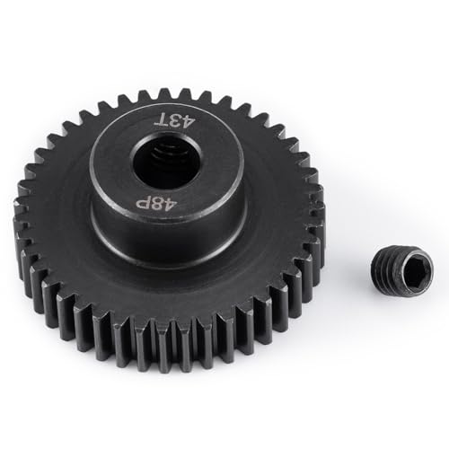 Steel 48P Motor Gear 5mm Bore 43T for 1/10 1/8 1/6 1/5 RC Buggy | Monster Truck Drift Car Off-Road Crawler Part Pinion Gears - size: 43T