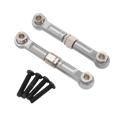 2X 1/14 RC Steering Linkage Aluminum Alloy Adjustable Tie Rods for 14211 Model RC Hobby Car Parts- Silver - color: Silver