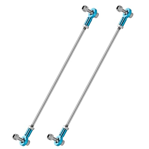 2 Pcs RC Toy Push Rod, M3x140mm Tie Rods Blue Ball Head Joint | 166mm Length, 304 Servo Linkage Link Rods, Double Aluminum Alloy Ball Head, for RC Cars, Planes, Helicopters, DIY Models - color: M3×140mm Rod