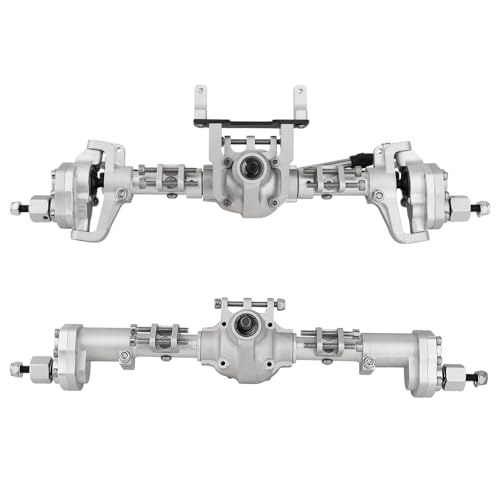 CNC Anodized Complete Front & Rear Portal Axle for 1/10 RC Crawler Car Axial SCX10 II Deadbolt 90046 90047 SCX10 90028 90027 Metal Upgrade Parts (Silver) - color: Silver