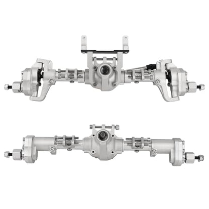 CNC Anodized Complete Front & Rear Portal Axle for 1/10 RC Crawler Car Axial SCX10 II Deadbolt 90046 90047 SCX10 90028 90027 Metal Upgrade Parts (Silver) - color: Silver