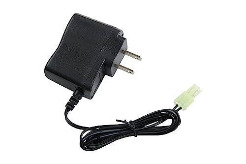 Lancer Tactical Airsoft RC Battery Charger for 9.6V (8S) NiMH/NiCd Battery Packs, 12V 400mA AC Plug Charger w/Standard Mini Tamiya Connector