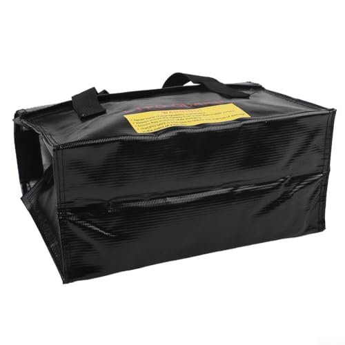 Fireproof for battery Charging Bag for LiPo Batteries Flame-Retardant Storage Pouch for FPV Drones, RC Cars, UAV,26x18x13cm Black Safety Bag(260 * 130 * 150MM)