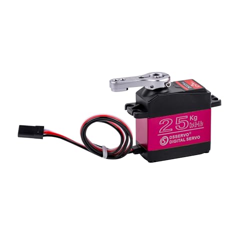 2Pcs 270° DS3225 25KG Digital Servo High Torque Waterproof Full Metal Gear RC DS Servo Motor with 25T Servo Horn for Baja Car RC Robotic Arm 1/8 1/10 1/12 Scale Crawler Truck Boat (Angle 270 Degree)