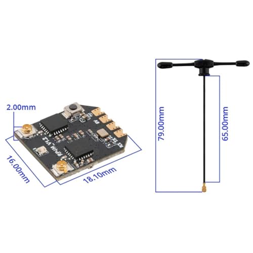 Radiomaster ELRS Receiver RP4TD-M 2.4GHz ExpressLRS Nano Receiver with 79mm UFL T Dual Antenna for FPV Drone/Tiny Whoop/Fixed-Wing RC Plane